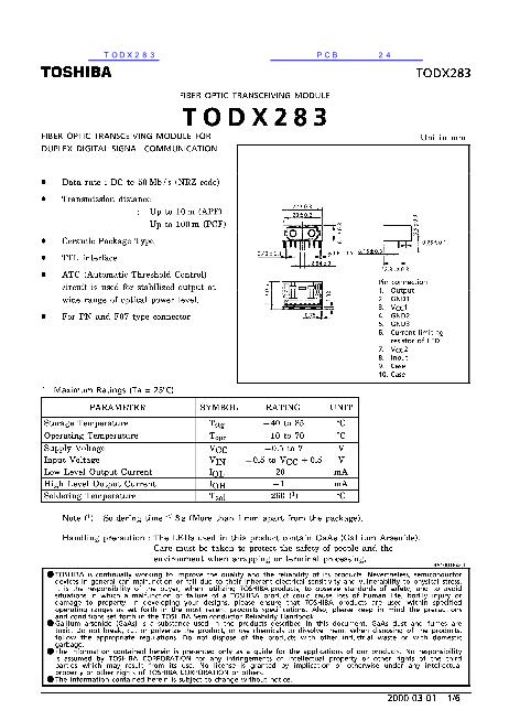 TODX283数据手册封面