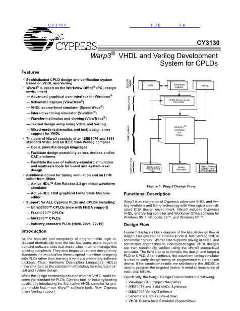 CY3130數(shù)據(jù)手冊封面