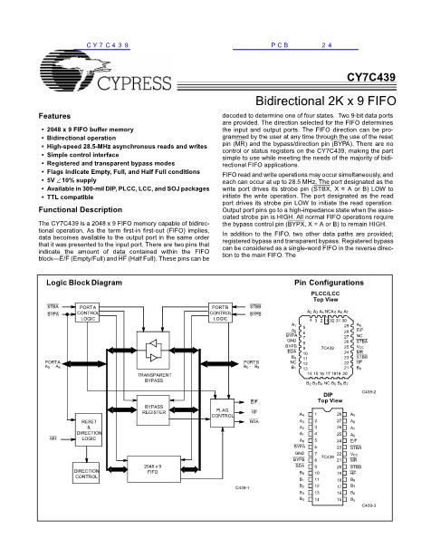 CY7C439数据手册封面