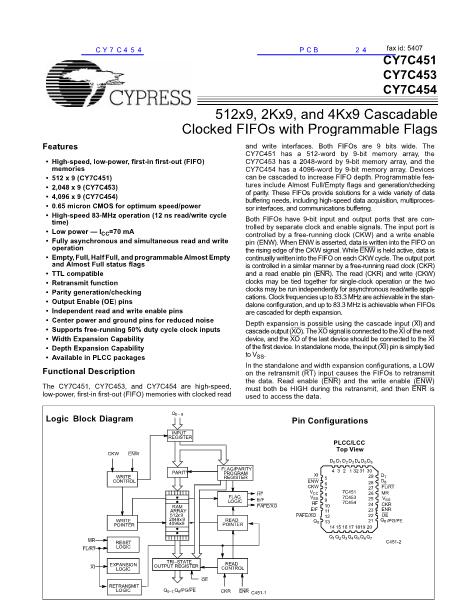 CY7C451数据手册封面