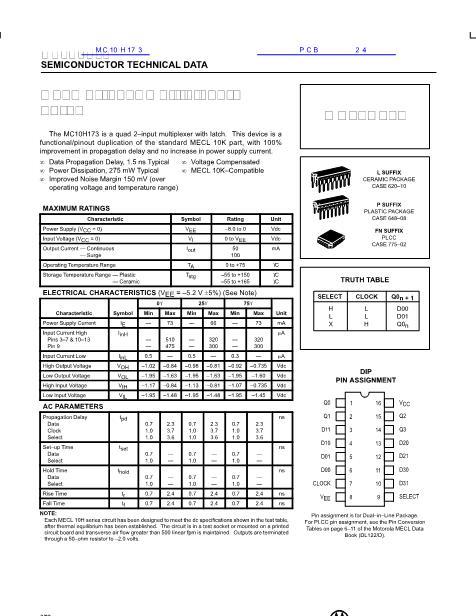 MC10H173數(shù)據(jù)手冊(cè)封面
