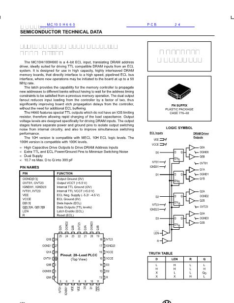 MC100H660数据手册封面