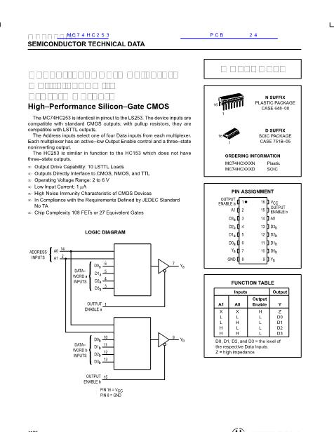 MC74HC253数据手册封面