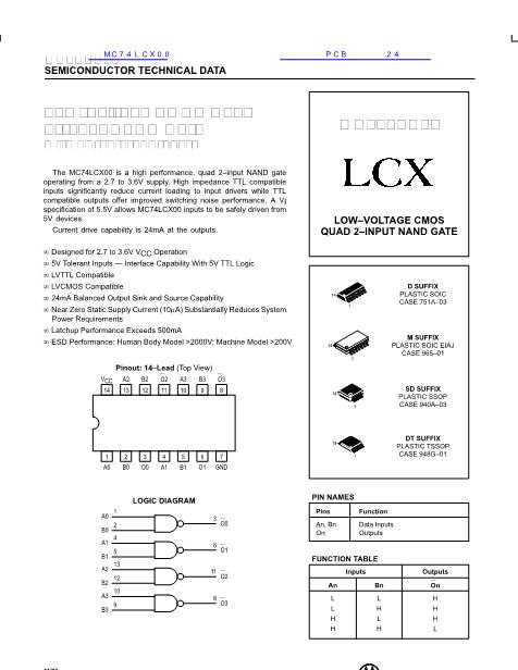 MC74LCX00数据手册封面