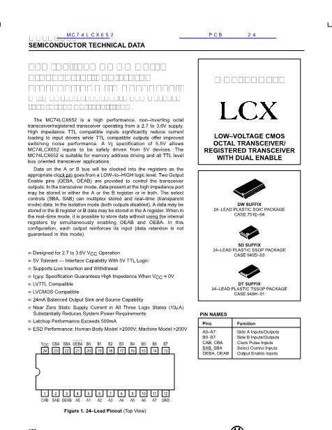 MC74LCX652数据手册封面
