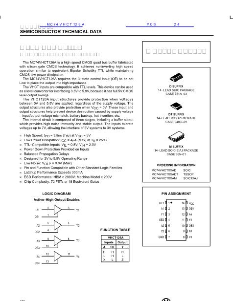MC74VHCT126A數(shù)據(jù)手冊封面