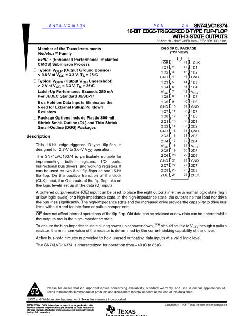 SN74LVC16374數(shù)據(jù)手冊封面