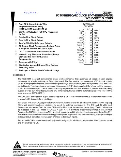 CDC9841數(shù)據(jù)手冊封面