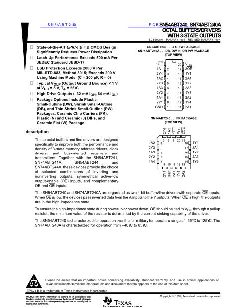 SN54ABT240數(shù)據(jù)手冊(cè)封面