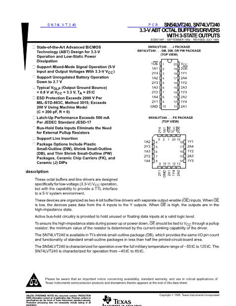 SN54LVT240數(shù)據(jù)手冊封面