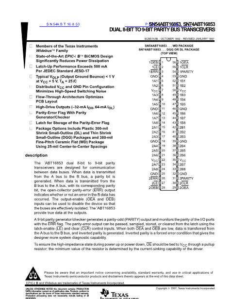 SN54ABT16853數(shù)據(jù)手冊封面