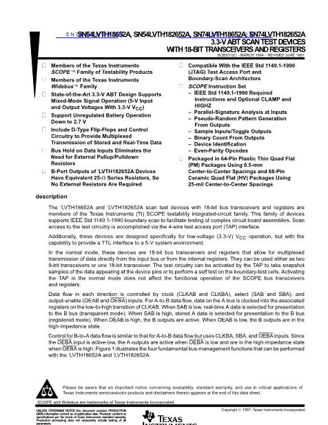 SN54LVTH182652A數(shù)據(jù)手冊(cè)封面