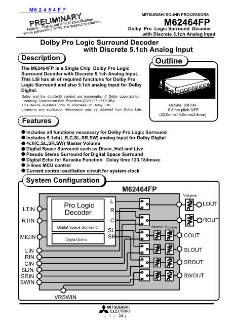 M62464FP數(shù)據(jù)手冊(cè)封面