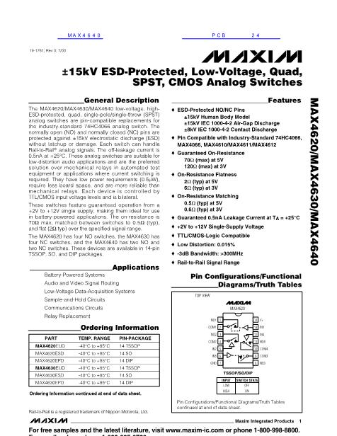 MAX4630數(shù)據(jù)手冊封面