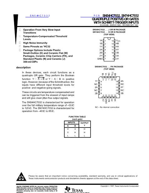 SN54HC7032數(shù)據(jù)手冊封面