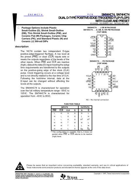 SN54HC74數(shù)據(jù)手冊封面