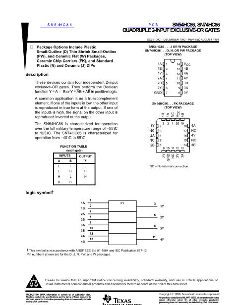 SN54HC86數(shù)據(jù)手冊封面