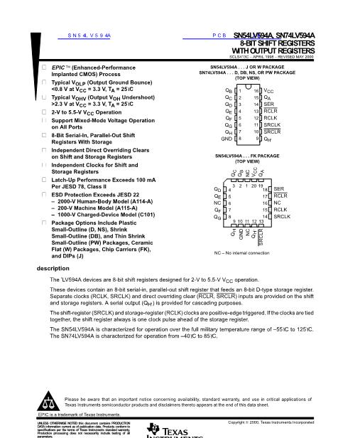 SN54LV594A數(shù)據(jù)手冊(cè)封面