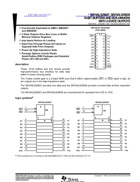 SN74ALS29827數(shù)據(jù)手冊封面