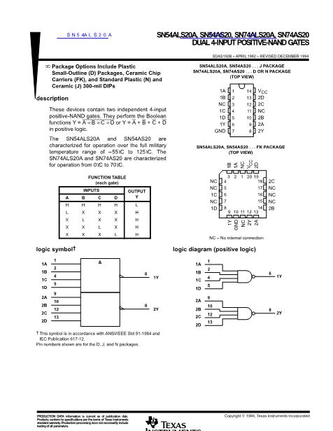 SN54ALS20A數(shù)據(jù)手冊(cè)封面
