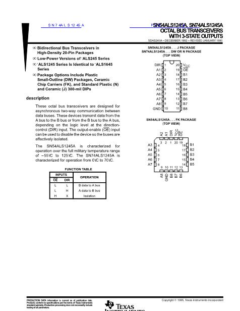 SN54ALS1245A數(shù)據(jù)手冊(cè)封面