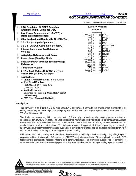 TLV5580數(shù)據(jù)手冊封面