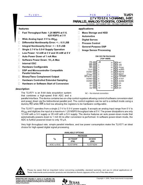 TLV571數(shù)據(jù)手冊封面