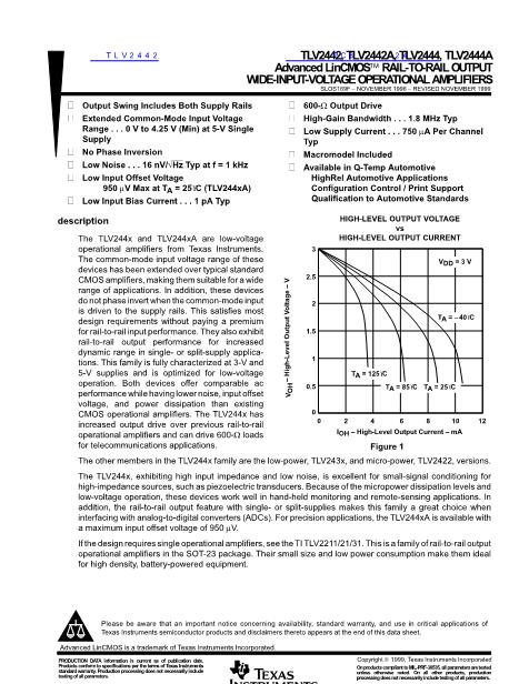 TLV2442數(shù)據(jù)手冊封面