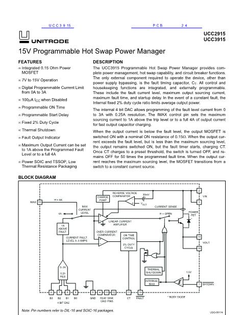 UCC2915數(shù)據(jù)手冊封面
