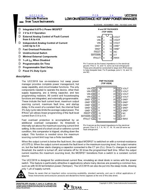 UCC3918數(shù)據(jù)手冊封面