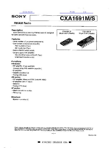 CXA1691数据手册封面