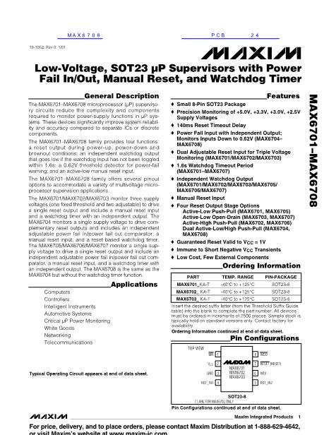 MAX6702數(shù)據(jù)手冊封面