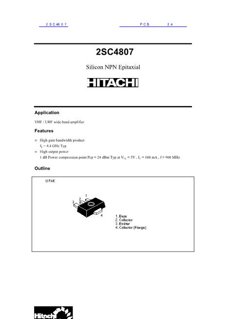 2SC4807数据手册封面