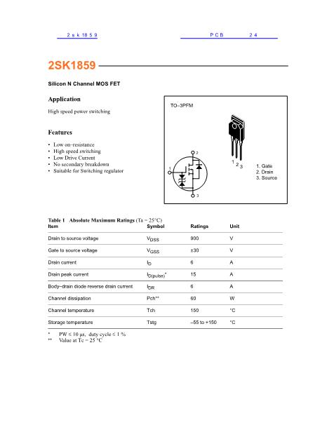 2sk1859數(shù)據手冊封面