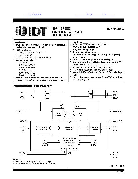 IDT7006数据手册封面