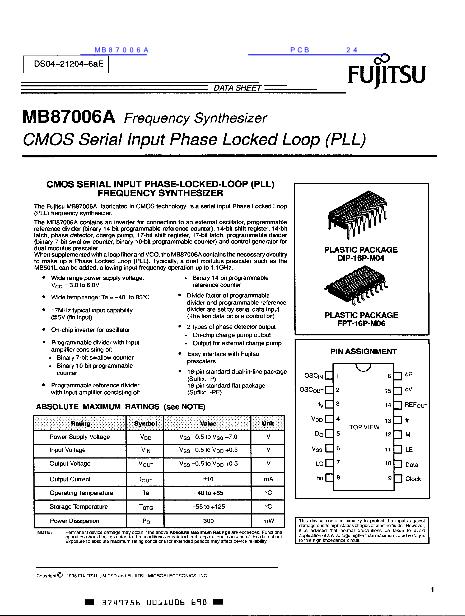 MB87006A数据手册封面