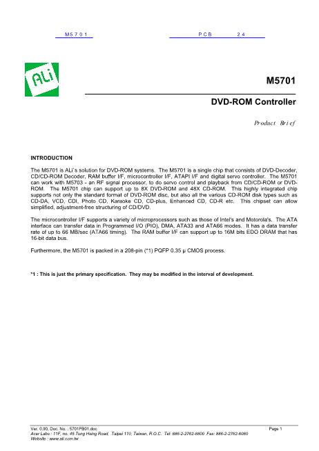 M5701數(shù)據(jù)手冊(cè)封面