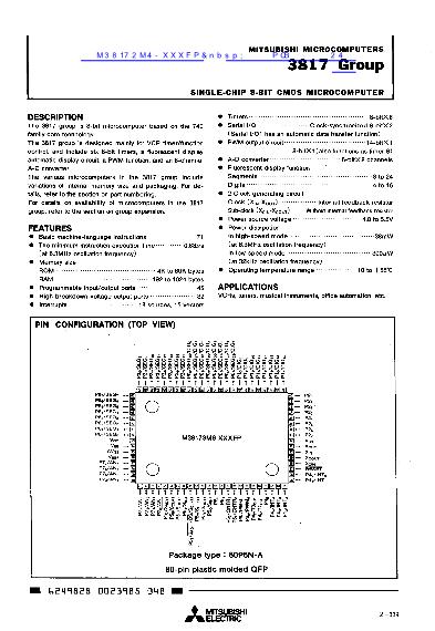 M38172M4-XXXFP 數(shù)據(jù)手冊封面