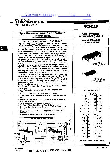MC34118DWR2 數(shù)據(jù)手冊封面