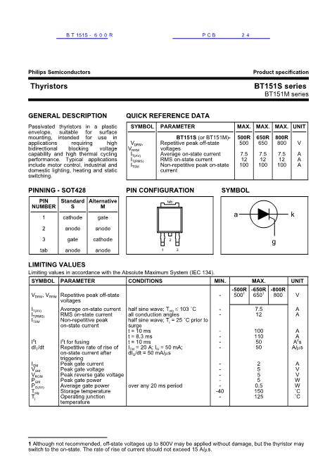 BT151M-600R數(shù)據(jù)手冊封面