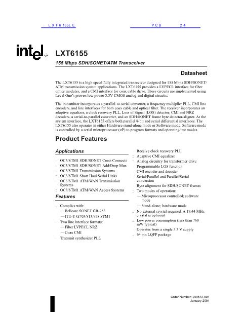 LXT6155LE数据手册封面