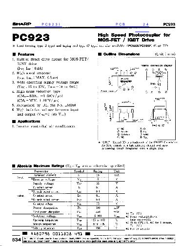 PC923I数据手册封面