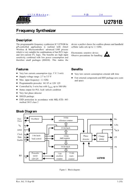 U2781B 數(shù)據(jù)手冊封面