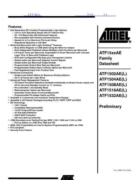 ATF1502数据手册封面