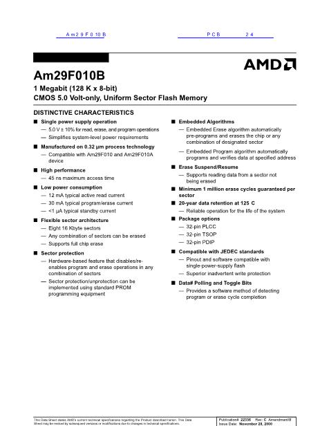 Am29F010B数据手册封面