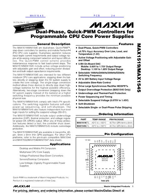 MAX1545数据手册封面