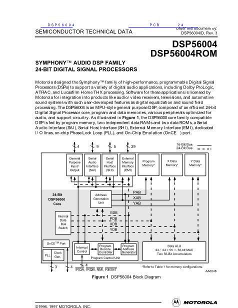 DSP56004数据手册封面