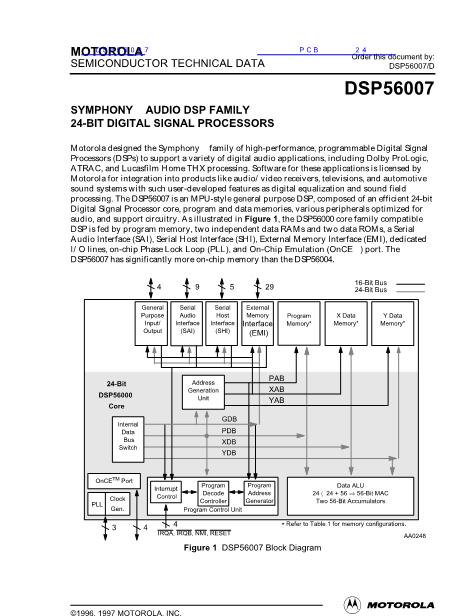 DSP56007数据手册封面