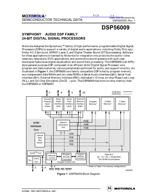 DSP56009数据手册封面