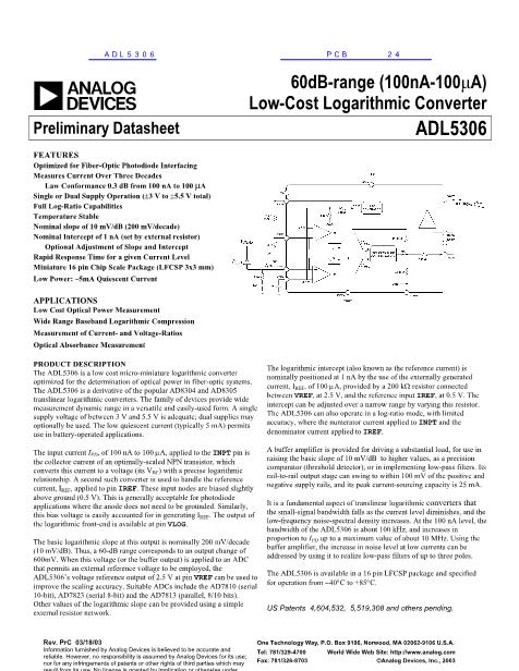 ADL5306數(shù)據(jù)手冊(cè)封面